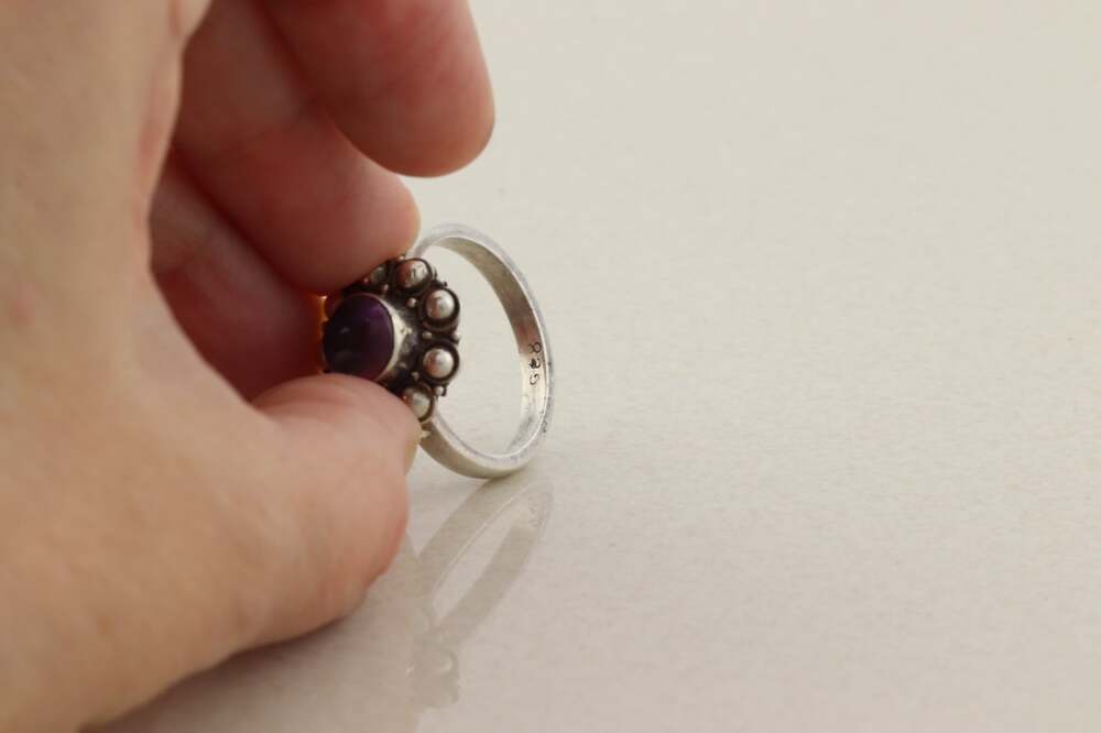 Sterling Silver Natural Purple Amethyst Flower Ring Size 6 3/4 - Picture 6 of 7